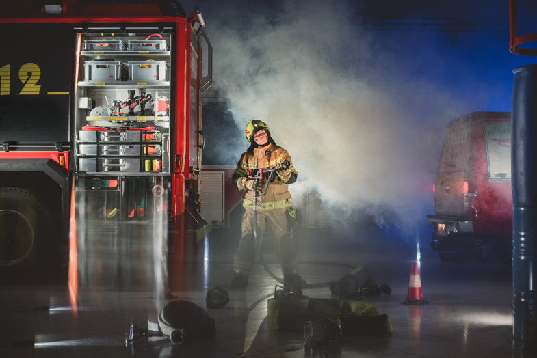 A picture of a guy who wants to become a firefighter.