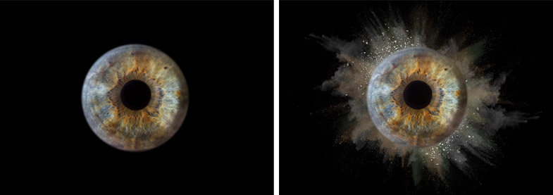 Fotografiranje enega očesa – primer videza: klasično ali efekt eksplozije