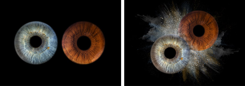 Fotografiranje dveh oči – primer klasičnega videza in efekta eksplozije